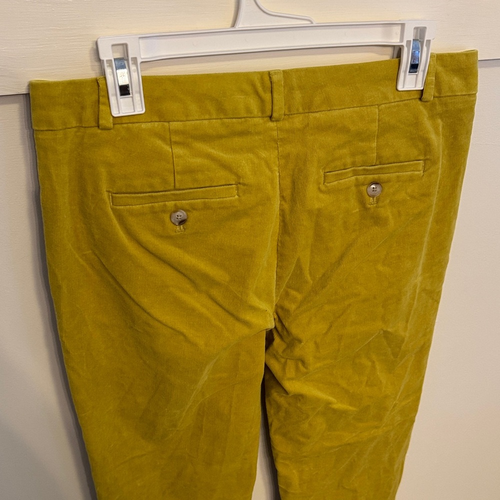 Banana Republic Avery Corduroy Pants Chartreuse Cropped Work Ankle Pants Size 8 - Picture 3 of 9